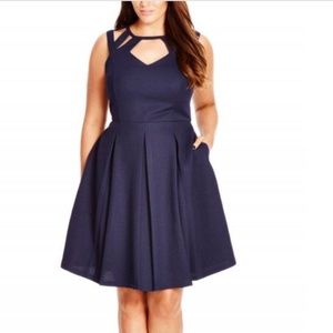 City Chic Navy Blue Fit and Flare Dress Formal
